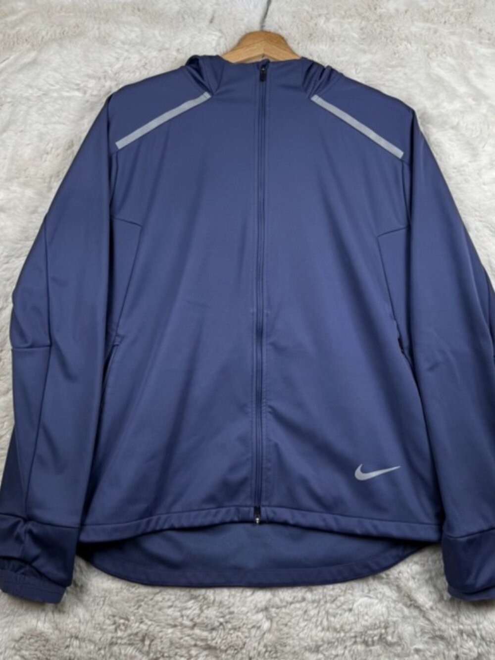 Nike Shield Running Hybrid Jacket BV4880 557 Football Grey Blue Mens Size Medium